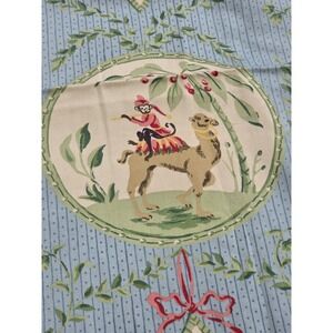 P Kaufmann Pat Freund La Menagerie Fabric Blue Camel Lion Monkey 2.6 Yards 55W